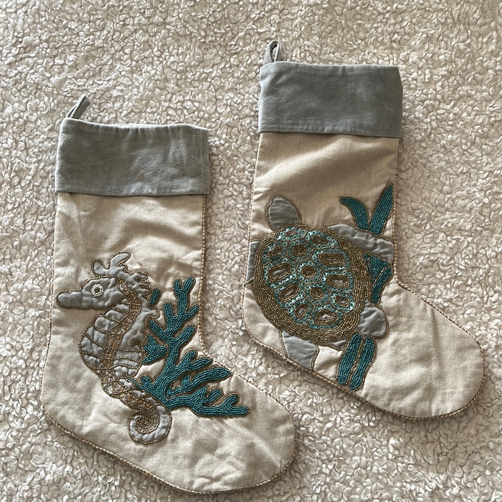 Beautiful beaded Christmas stockings